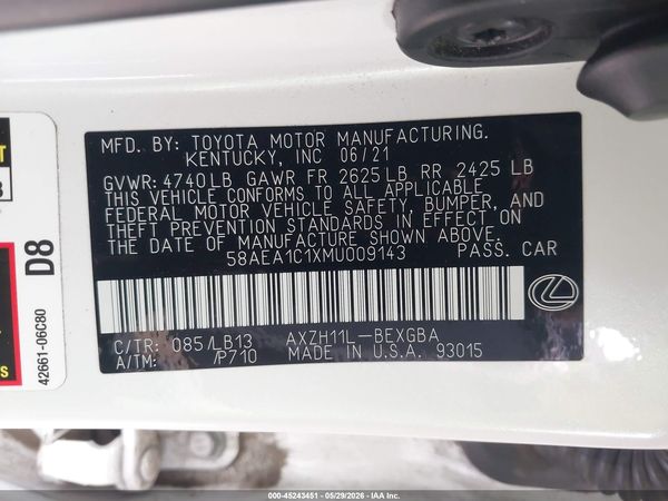 2021 LEXUS ES 300H LUXURY