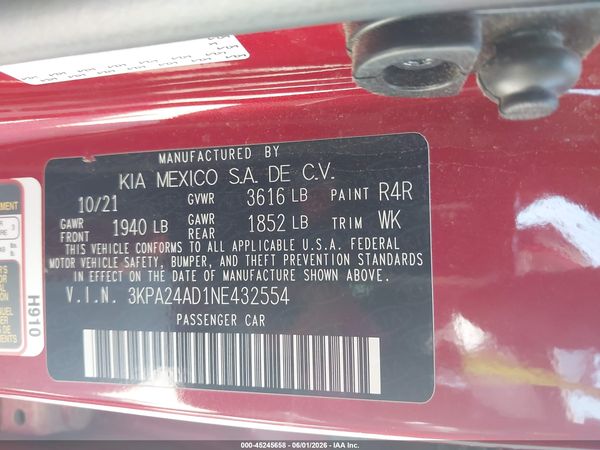 2022 KIA RIO S