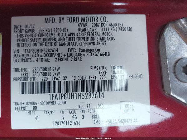 2017 FORD MUSTANG ECOBOOST PREMIUM