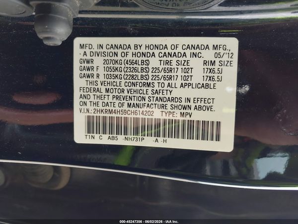 2012 HONDA CR-V EX