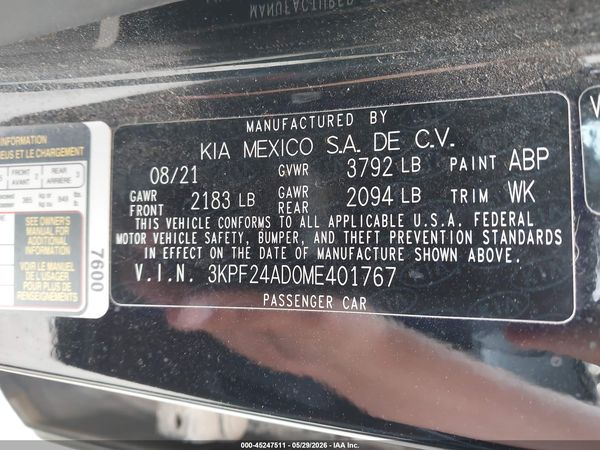 2021 KIA FORTE FE
