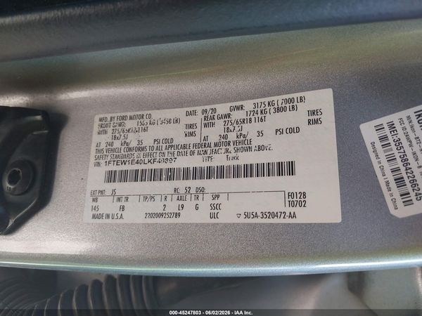 2020 FORD F-150 XLT