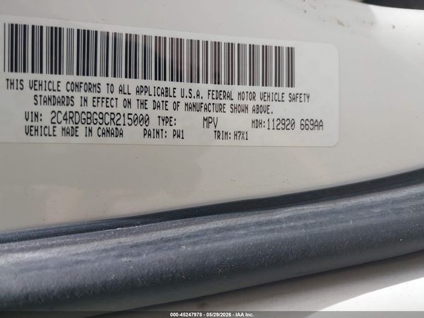2012 DODGE GRAND CARAVAN SE/AVP — I9