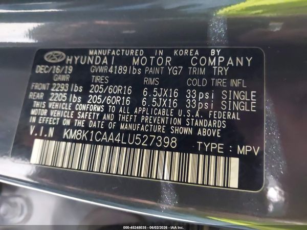 2020 HYUNDAI KONA SE
