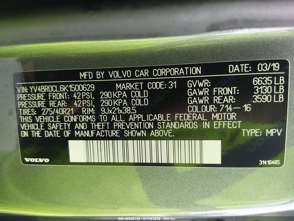 2019 VOLVO XC90 HYBRID T8 INSCRIPTION