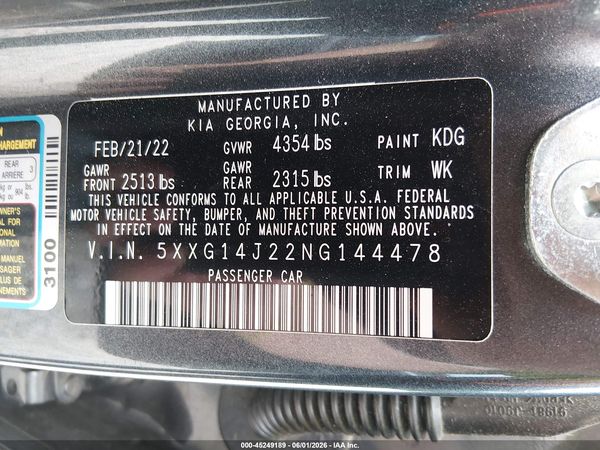 2022 KIA K5 LXS