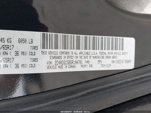 2016 DODGE GRAND CARAVAN SXT — I9
