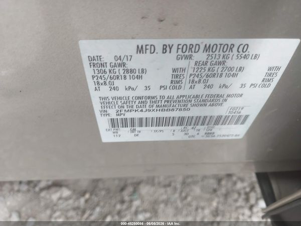 2017 FORD EDGE SEL — I9