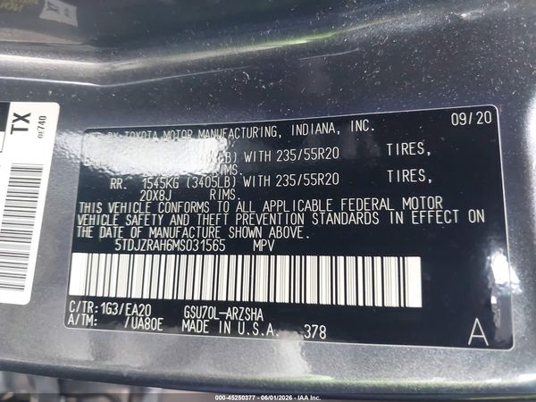 2021 TOYOTA HIGHLANDER XSE