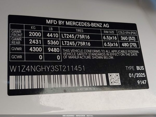 2025 MERCEDES-BENZ SPRINTER 2500