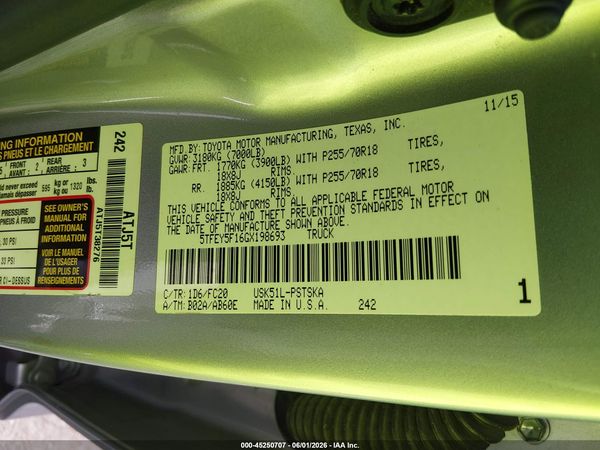 2016 TOYOTA TUNDRA SR5 5.7L V8