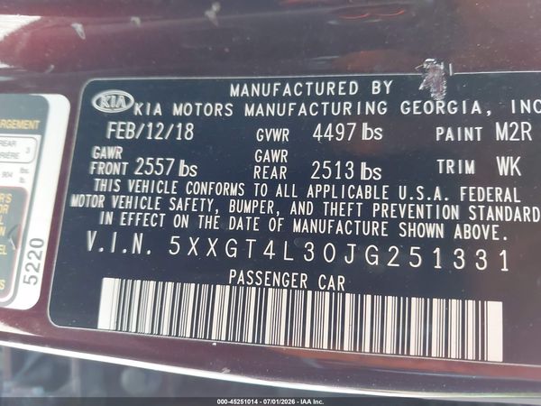 2018 KIA OPTIMA LX