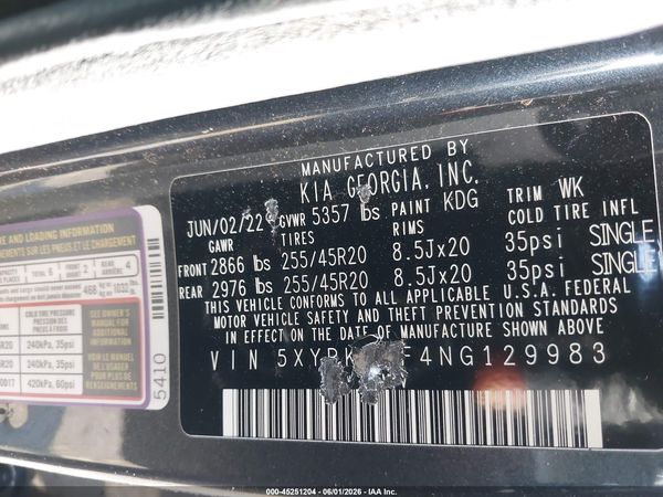 2022 KIA SORENTO SX