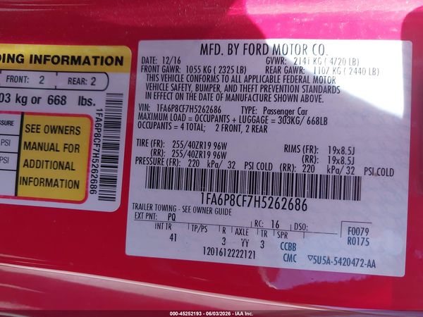 2017 FORD MUSTANG GT PREMIUM