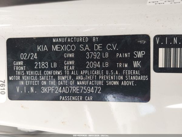 2024 KIA FORTE LXS