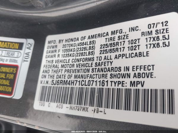 2012 HONDA CR-V EX-L