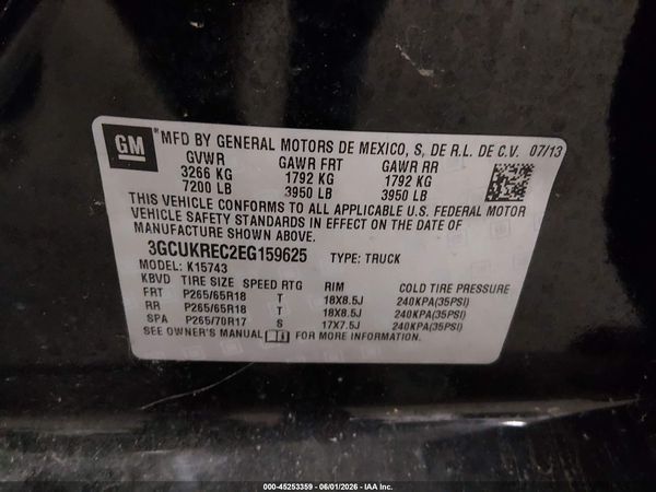 2014 CHEVROLET SILVERADO 1500 2LT — I9
