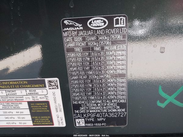 2026 LAND ROVER RANGE ROVER P550E SE