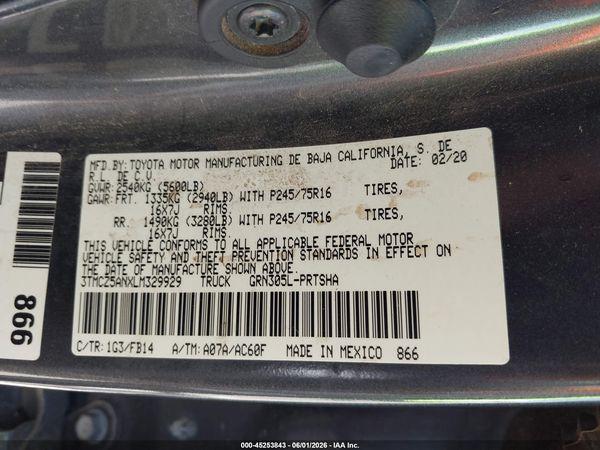 2020 TOYOTA TACOMA SR V6