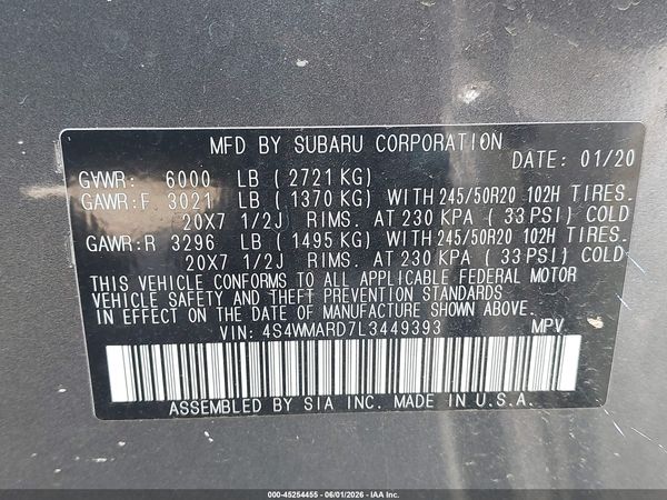 2020 SUBARU ASCENT TOURING — I9