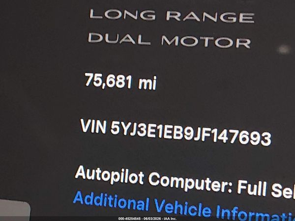 2018 TESLA MODEL 3 LONG RANGE/PERFORMANCE