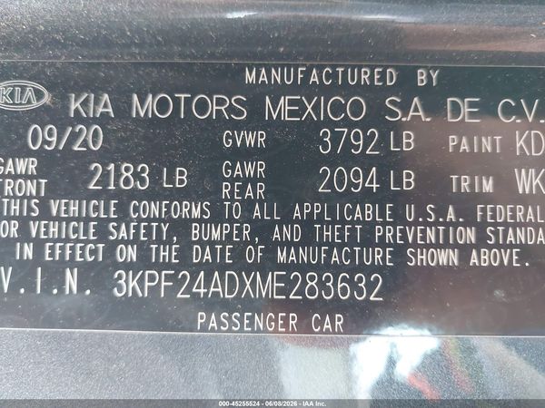 2021 KIA FORTE LXS
