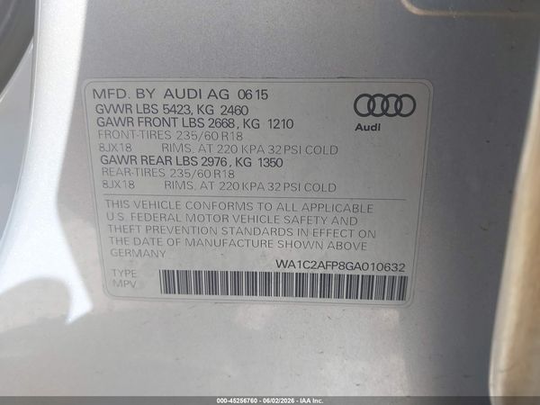 2016 AUDI Q5 2.0T PREMIUM