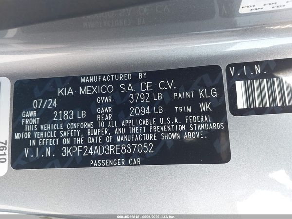 2024 KIA FORTE LXS