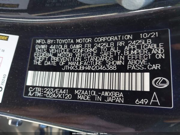 2022 LEXUS UX 200 200 Base