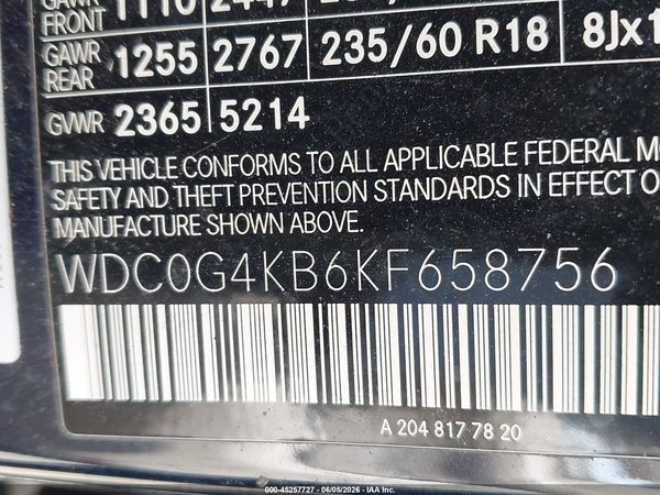 2019 MERCEDES-BENZ GLC 300 4MATIC