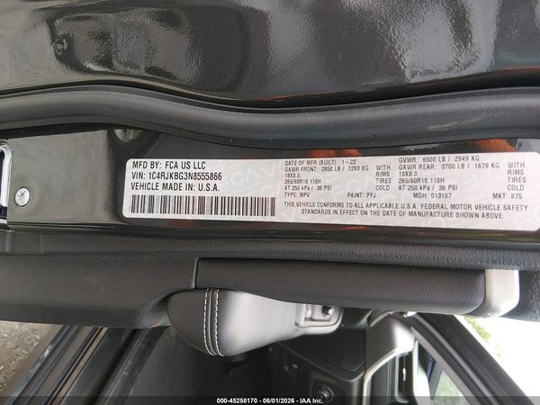 2022 JEEP GRAND CHEROKEE L LIMITED 4X4