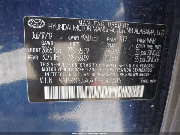 2020 HYUNDAI SANTA FE LIMITED 2.0T
