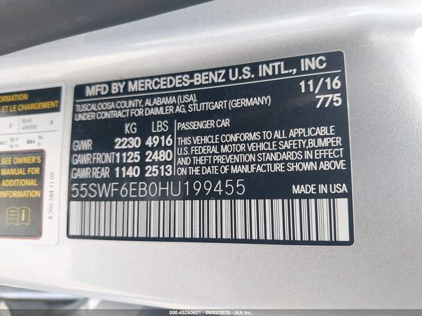 2017 MERCEDES-BENZ AMG C 43 4MATIC