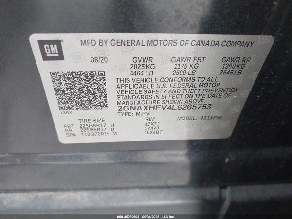 2020 CHEVROLET EQUINOX FWD LS — I9