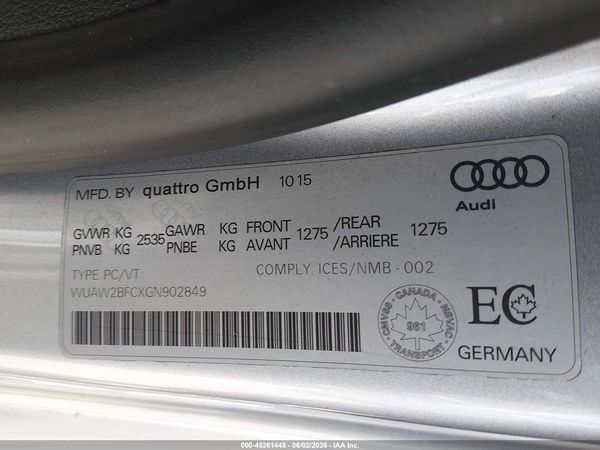 2016 AUDI RS 7 4.0T PRESTIGE