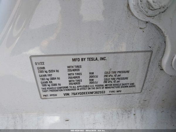 2022 TESLA MODEL Y