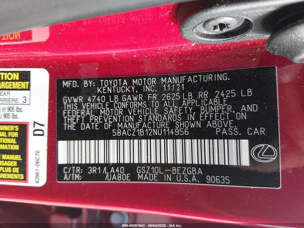 2022 LEXUS ES 350 350 Base