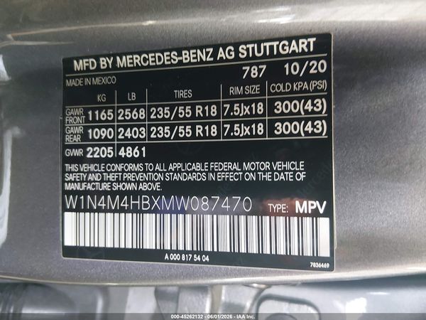 2021 MERCEDES-BENZ GLB 250 4MATIC