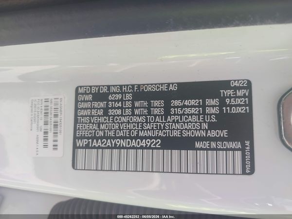 2022 PORSCHE CAYENNE PLATINUM EDITION
