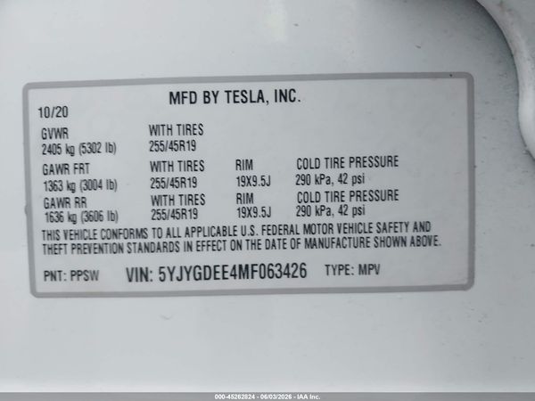 2021 TESLA MODEL Y