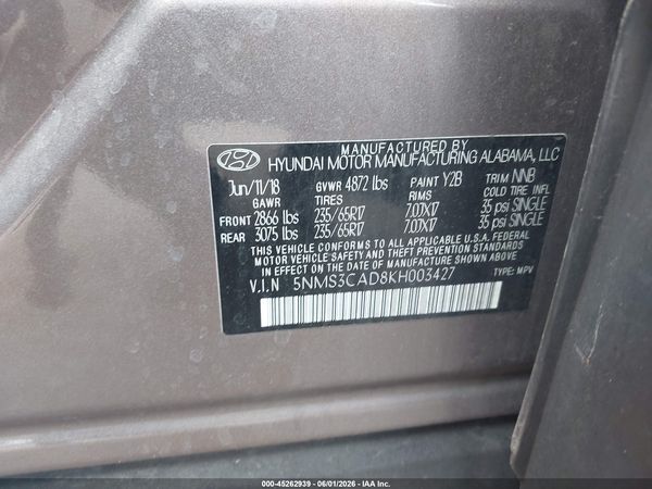 2019 HYUNDAI SANTA FE SEL