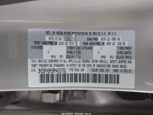2024 MAZDA MAZDA3 2.5 S SELECT SPORT