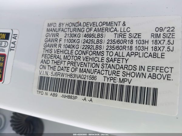 2022 HONDA CR-V 2WD EX-L
