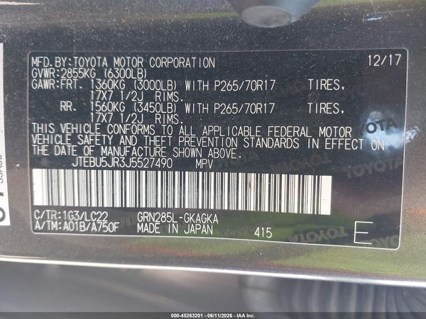 2018 TOYOTA 4RUNNER TRD OFF ROAD PREMIUM