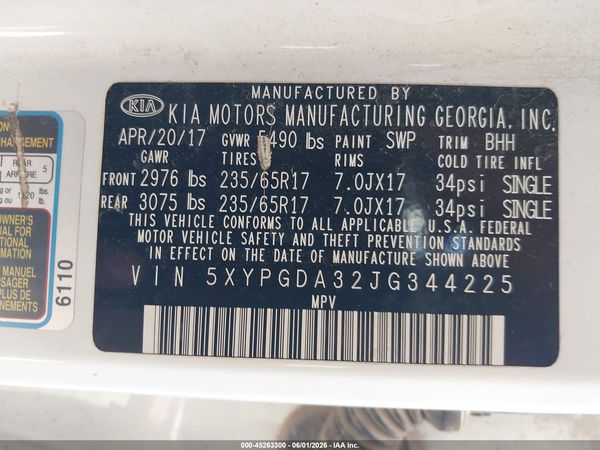 2018 KIA SORENTO 2.4L LX