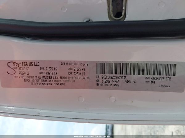 2019 DODGE CHARGER SXT RWD