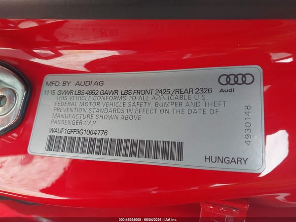 2016 AUDI S3 2.0T PREMIUM PLUS