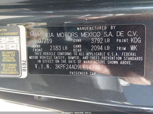 2020 KIA FORTE LXS