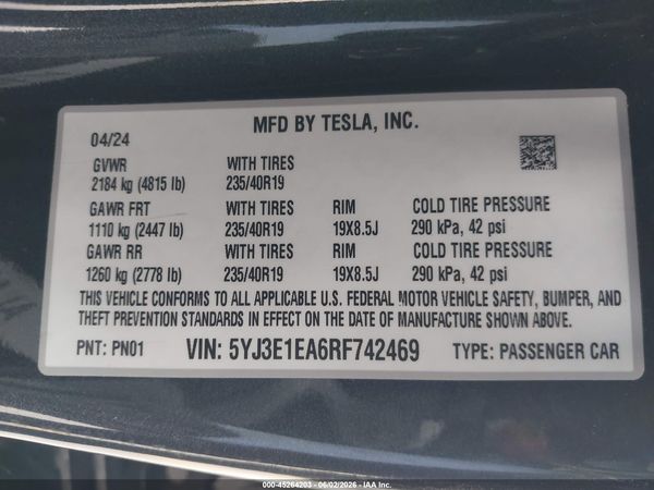 2024 TESLA MODEL 3