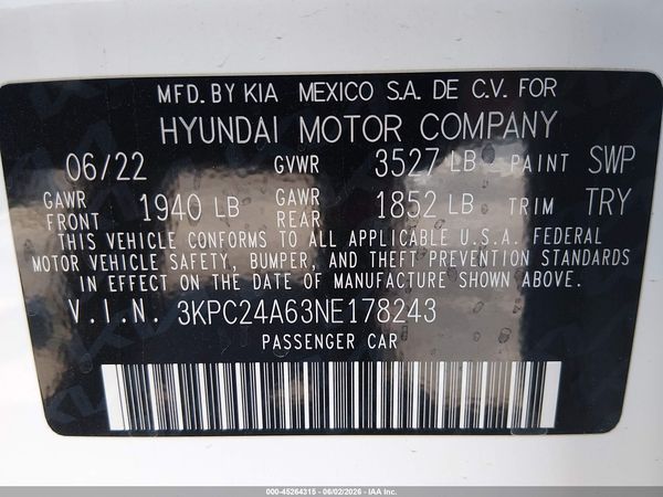 2022 HYUNDAI ACCENT SE
